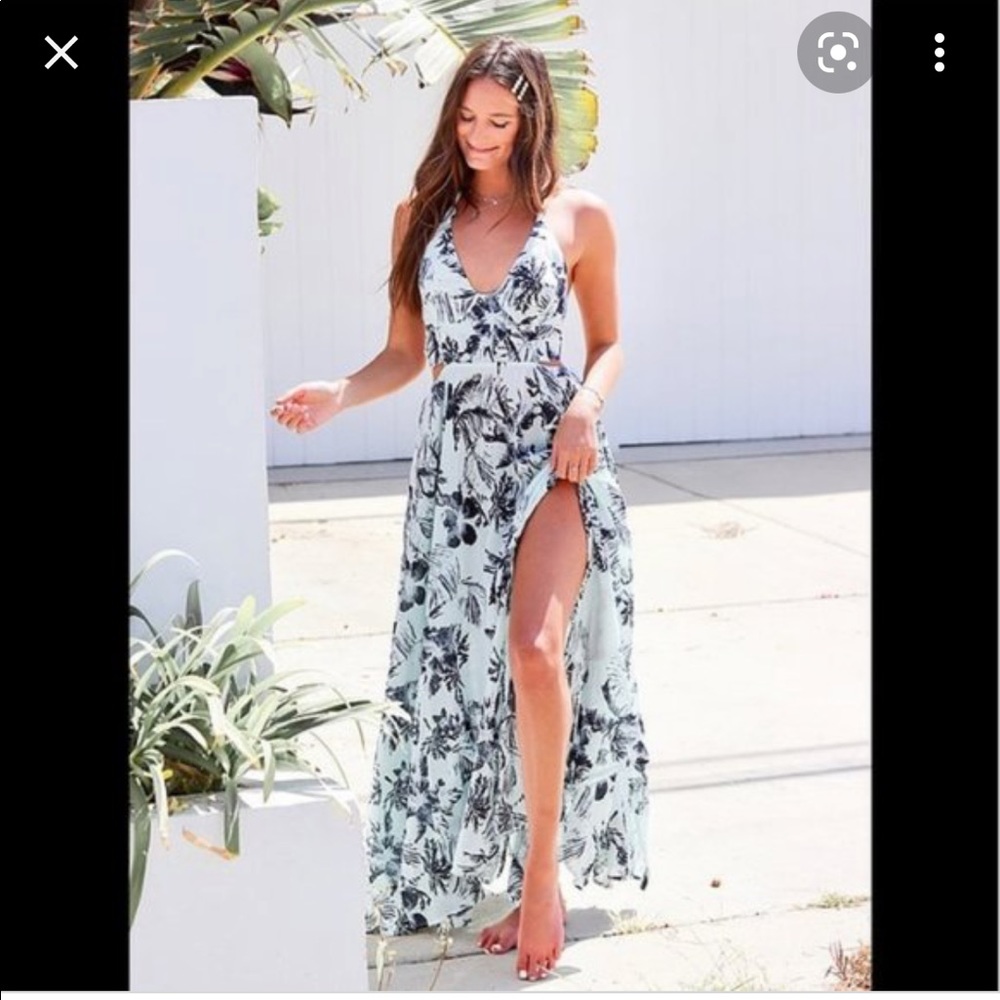 FP Blue Celadon Long Floral Dress